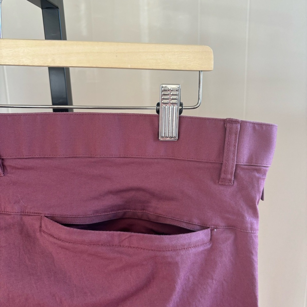 Fabletics Burgundy High Side Flat Front Slim Athleisure Chino Pants Mens 40x29